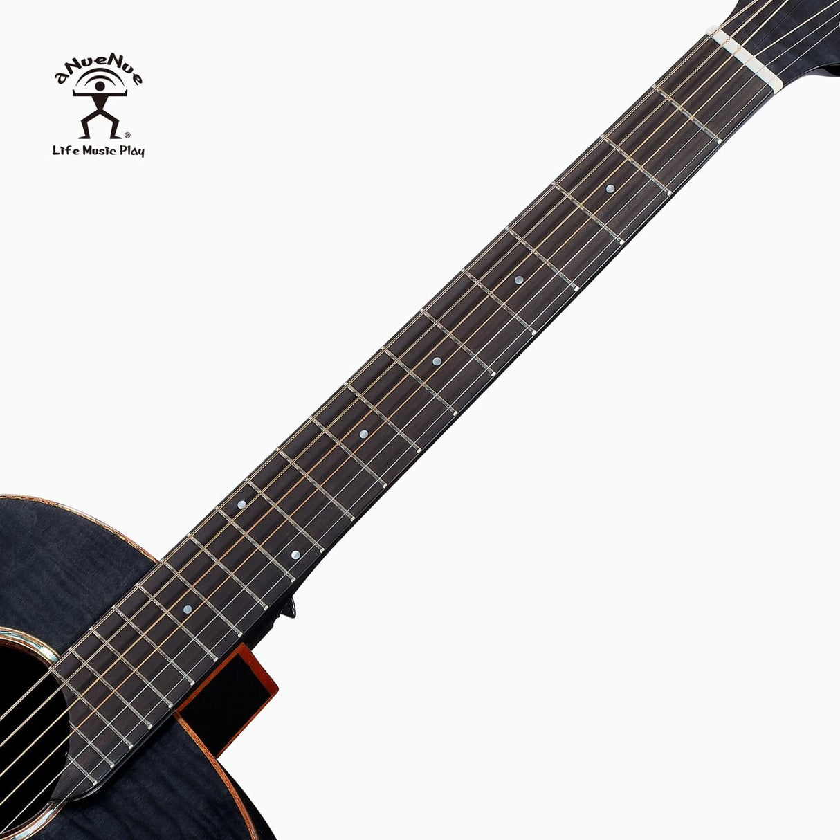 aNueNue L77E Thin Body Acoustic Electric Guitar Ebony Fretboard with Mother of Pearl Inlays