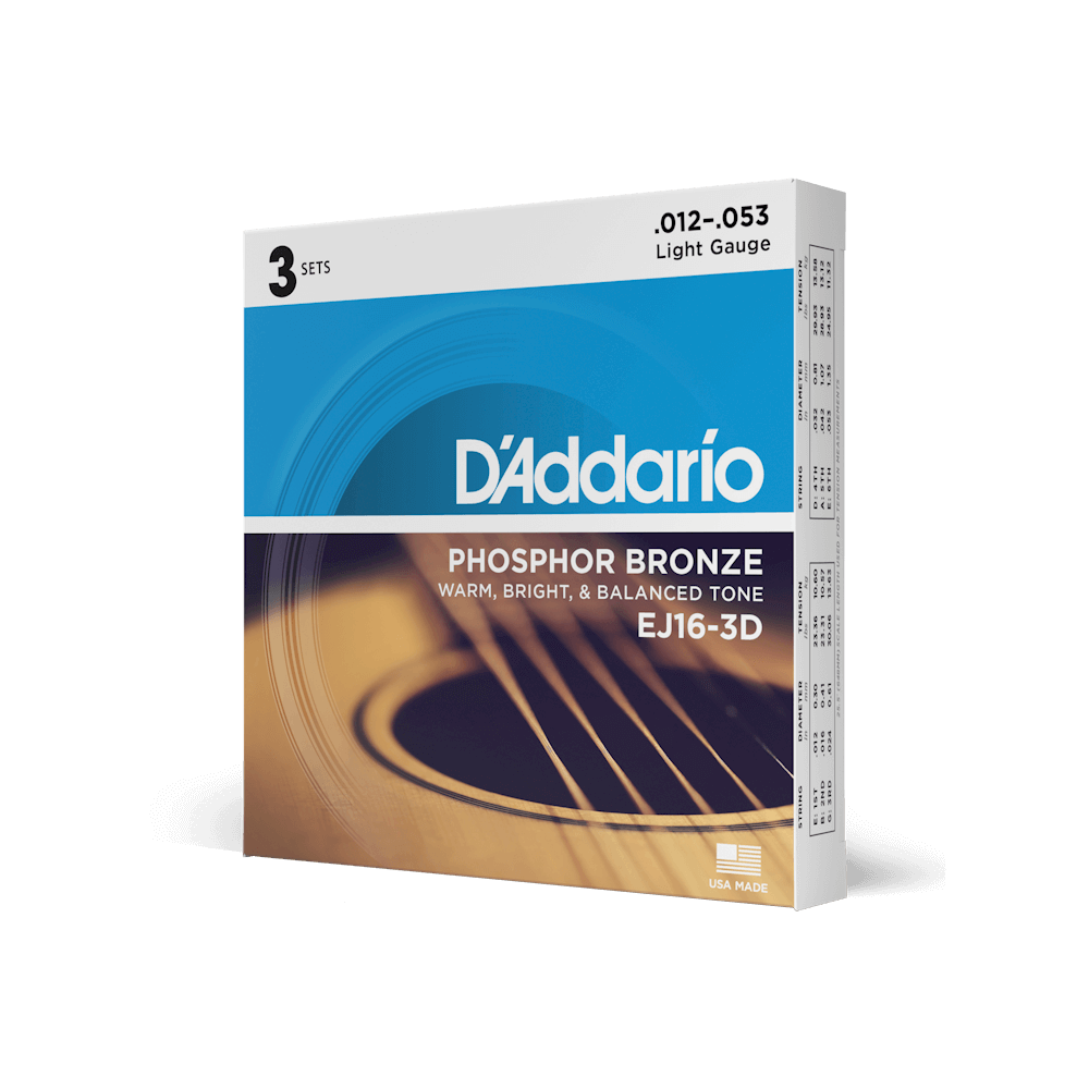 D'Addario EJ16 | Phosphor Bronze Acoustic Guitar Strings 12-53