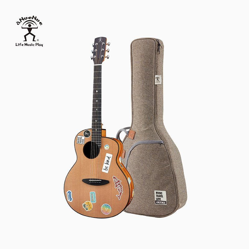 aNueNue Music Travel Love Bob Full Size Guitar with Linen Gigbag – Front View