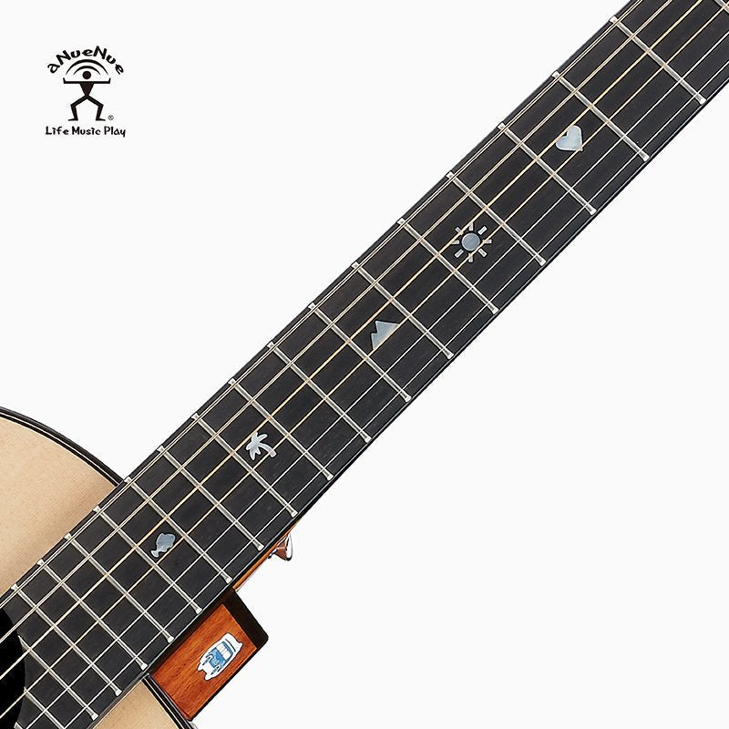 aNueNue Clint Travel Size Guitar Rosewood Fingerboard with Custom Shell Inlays