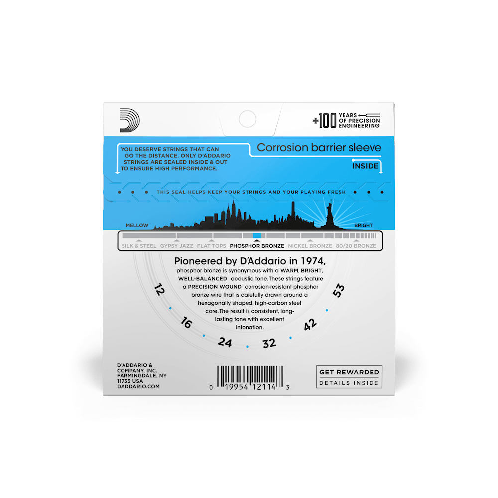 D'Addario EJ16 | Phosphor Bronze Acoustic Guitar Strings 12-53