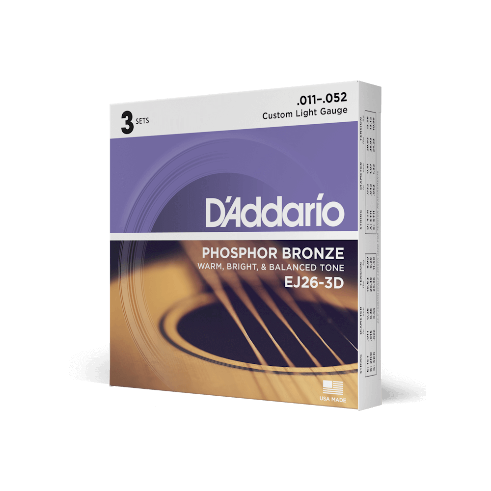 D'Addario EJ26 | Phosphor Bronze Acoustic Guitar Strings 11-52